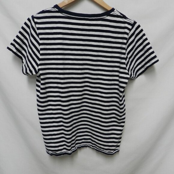 J Crew pink Flamingo sequin knit top blouse striped t-shirt Size Sz Large Lg L - Picture 6 of 8